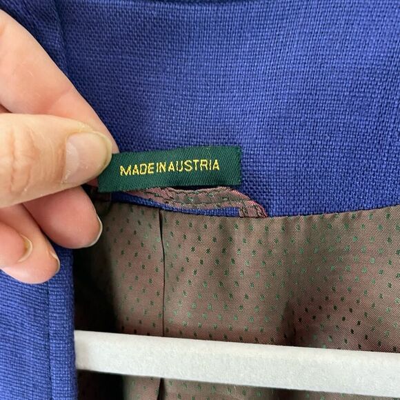 Vintage Geiger Linen Satin Lined Indigo Blue jacket Medium #TT - Picture 7 of 14